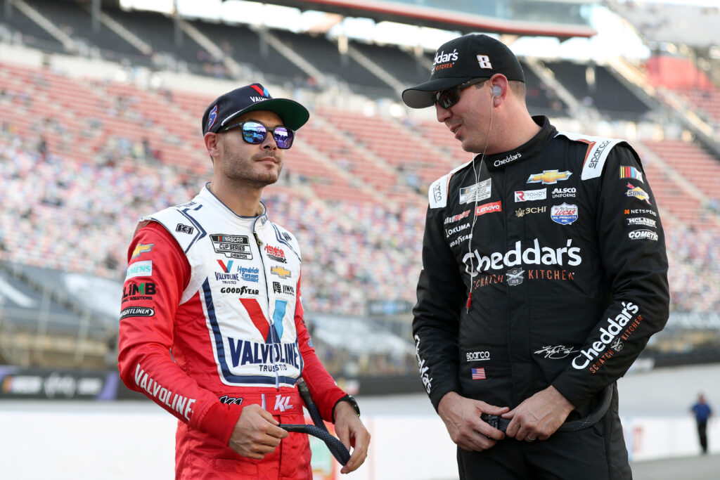 Kyle Larson and Kyle Busch talk.