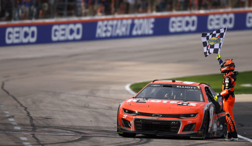 Chase Elliott celebrates at Texas.